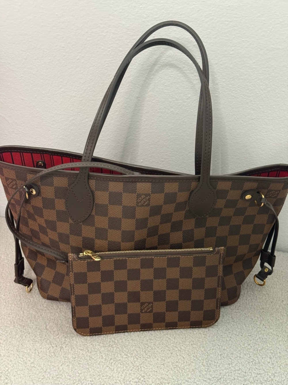 🔥Louis Vuitton Neverfull PM Damier Ebene Tote with Pouchette - Picture 2 of 11